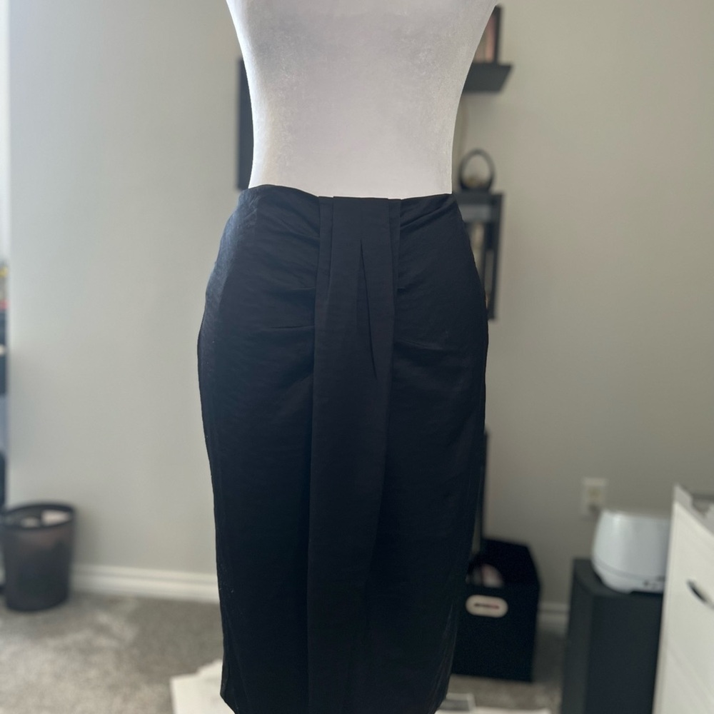 Express Black Front-Pleat Pencil Skirt